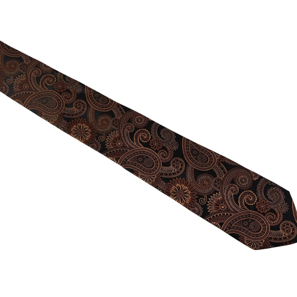 Alexander Julian Colours Tie Black Copper Paisley Floral Jacquard 3.25" Wide
